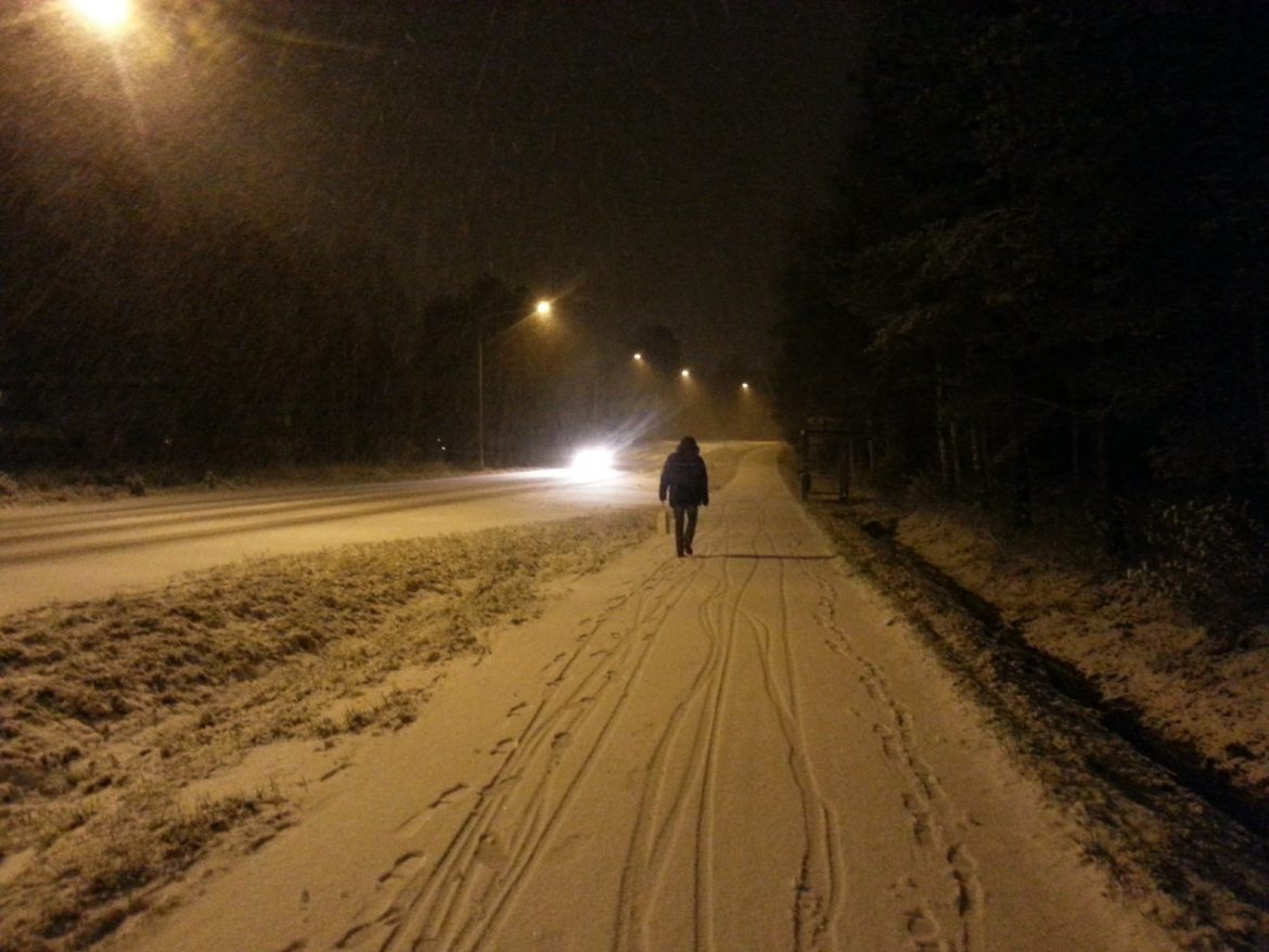 First snow in Vaasa, Finland